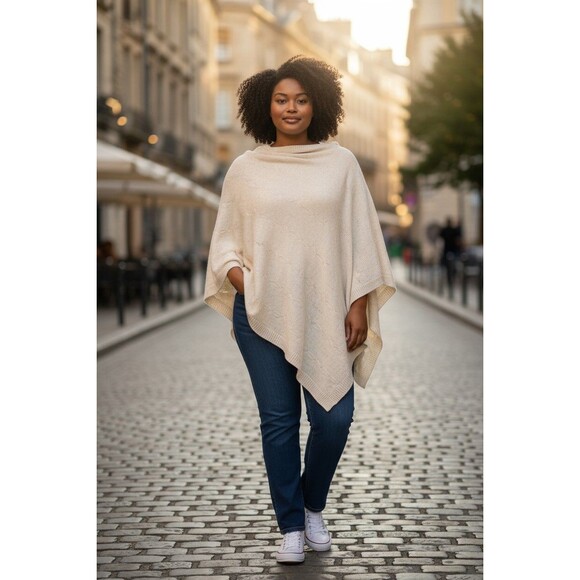 99 Jane Street Poncho Ivory Knit Women's Plus 3x NWT - Picture 1 of 8